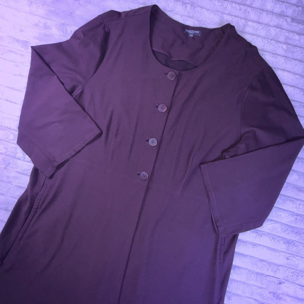 Eileen Fisher Cardigan Womens 1X Button Front Brown Slinky Liquid Knit Lagenlook - Picture 7 of 14
